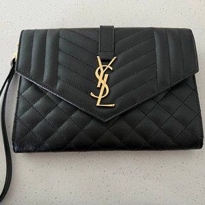 YSL Monogram Matelassé Leather Clutch